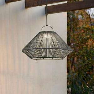 Lindby Lampa suspendată solară cu LED Austas, gri, Ø 50 cm, USB, IP54, reglabil, Gri, Plastic, Modern