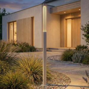 Lindby Bornă luminoasă LED pentru alee Fjorya, înălțime 90 cm, gri piatră, IP65, Gri, Aluminiu, Modern