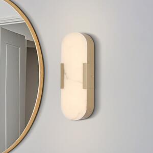 Searchlight Aplică LED pentru perete Opaline Înălțime 35 cm Metal/rășină auriu, reglabil, Auriu / Alamă, Baie, Metal