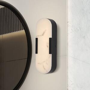 Searchlight Aplică LED pentru baie Opaline, înălțime 35 cm, negru, metal/rășină, reglabil, Negru, Baie, Metal