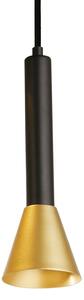 Searchlight Lampă suspendată Signal, lungime 84 cm, negru/auriu, metal, reglabil, Negru, Camera de zi / sufragerie, Metal