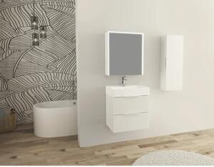Dulap bază lavoar baie suspendat Jungborn QUATTRO 60 cm MDF alb riflaj mat 2 sertare