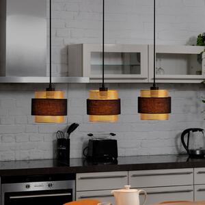 OSRAM Lampa suspendată Decor Hornet, cu 3 becuri, negru/auriu, reglabil, Negru, Camera de zi / sufragerie, Țesătură / Textil, Modern