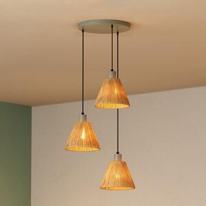 OSRAM Lampă suspendată Decor Raffia, 3 becuri rotundă, rafia, naturală, reglabil, Maro / Rugină, Camera de zi / sufragerie, Altele, Casă de țară / Rustic