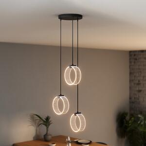 OSRAM Lampă suspendată LED Decor Circle, 3 becuri rotundă, CCT, negru, Negru, Camera de zi / sufragerie, Plastic, Modern