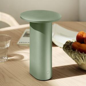 FRITZ HANSEN Lampa de masă cu baterie LED Fritz Hansen Solae, verde, aluminiu, IP44, reglabil, Verde, Camera de zi / sufragerie, Aluminiu, Modern
