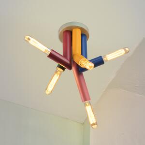 OSRAM Plafonieră Decor Straw, 5 becuri, oțel, colorată, E27, reglabil, Multicolor, Camera de zi / sufragerie, Metal, Modern
