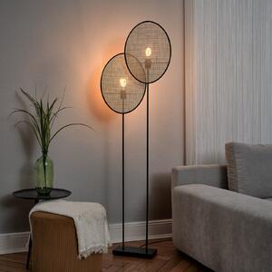 OSRAM Lampadar Decor Rattan Dandelion, 2 becuri, bej, E27, Bej, Camera de zi / sufragerie, Lemn, Mediterană
