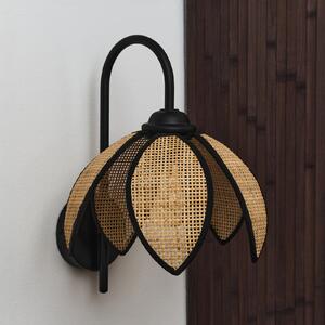 OSRAM Aplică Decor Rattan Lotus, bej/negru, E27, reglabil, Bej, Camera de zi / sufragerie, Lemn, Mediterană