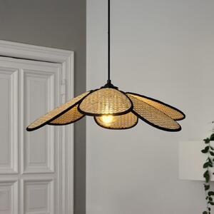 OSRAM Lampă suspendată Decor Rattan Daisy, Ø 58 cm, bej, E27, reglabil, Bej, Camera de zi / sufragerie, Lemn, Mediterană