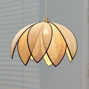 OSRAM Lampă suspendată Decor Rattan Lotus, Ø 67 cm, bej, E27, reglabil, Bej, Camera de zi / sufragerie, Lemn, Mediterană
