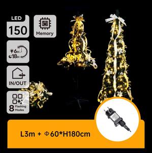 Aigostar - Brad de Crăciun LED exterior 150xLED/230V 1,8m IP44 alb/auriu alb cald