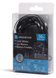 Aigostar - Ghirlandă LED pentru exterior, 50xLED/8 funcții, 3xAA, 5,3 m, IP44, alb rece