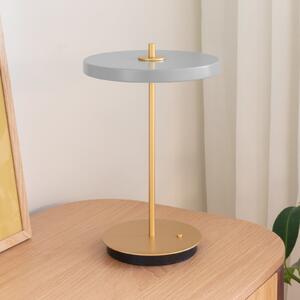 UMAGE Lampa de birou cu baterie LED Asteria Move gri ceață/alamă 31 cm, reglabil, Gri, Camera de zi / sufragerie, Metal, Design