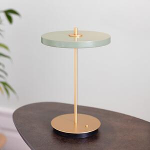 UMAGE Lampa de masă cu baterie LED Asteria Move verde măslin/alamă 31 cm, reglabil, Verde, Camera de zi / sufragerie, Metal, Design