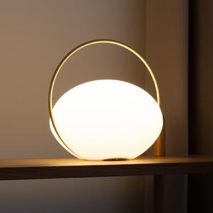 UMAGE Lampa de masă cu baterie LED Orbit, alb/alamă, IP44, CCT, reglabil, Alb, Camera de zi / sufragerie, Plastic, Design