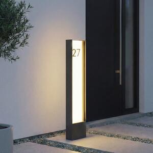 Lindby bornă luminoasă LED Selqa, număr de casă, antracit, IP65, Negru, Metal, Modern