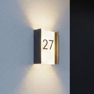 Lindby Lampă LED pentru exterior Selqa, număr de casă, antracit, IP65, Negru, Metal, Modern