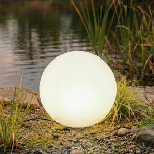 Lindby Lampa cu bilă Valyra, Ø 40 cm, IP54, țăruș pentru fixare în pământ, Alb, Plastic, Modern