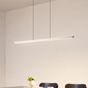 Lucande Lampă suspendată LED Solvar, 117 cm, argintiu, CCT, dimabil, reglabil, Metalic, Camera de zi / sufragerie, Metal, Modern
