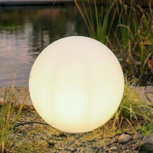 Lindby Lampa cu bilă Valyra, Ø 50 cm, IP54, Țepușă pentru fixare în pământ, Alb, Plastic, Modern