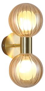 Searchlight Aplică de perete Lumisphere, crem/alamă, înălțime 28 cm, 2 becuri, reglabil, Auriu / Alamă, Baie, Sticlă