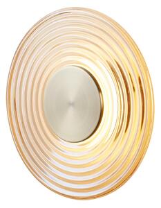 Searchlight Aplică LED Cleo, culoare chihlimbar/alamă, Ø 30 cm, sticlă, reglabil, Bej, Camera de zi / sufragerie, Sticlă, Modern