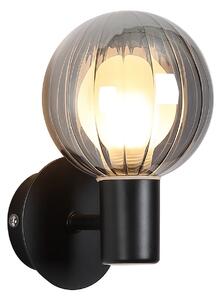 Searchlight Aplică de perete pentru baie Lumisphere, negru/gri fum, înălțime 12 cm sticlă, reglabil, Negru, Baie, Sticlă