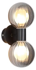 Searchlight Aplică de perete pentru baie Lumisphere, negru/gri fum, înălțime 28 cm, 2 becuri, reglabil, Negru, Baie, Sticlă