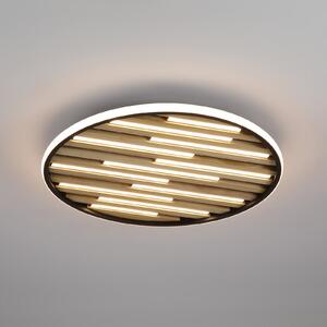 Searchlight Plafonieră LED Equalise, Ø 49 cm, negru/maro deschis, metal, reglabil, Negru, Camera de zi / sufragerie, Metal