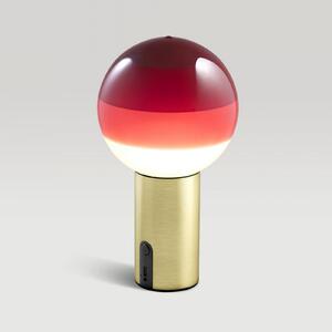 MARSET Lampa de masă cu baterie Dipping Light, roșu/alamă, dimabilă, reglabil, Roșu, Camera de zi / sufragerie, Sticlă, Design