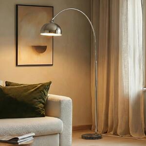 Lindby Lampadar Tonka, crom, metal/marmură, 185 cm, E27, Metalic, Camera de zi / sufragerie, Metal, Modern