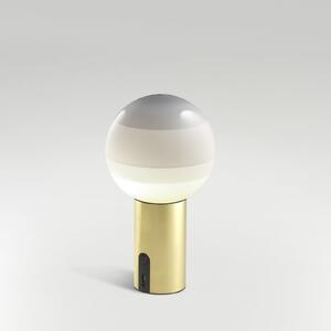 MARSET Lampa de masă cu baterie Dipping Light, dimabilă, alb/alamă, reglabil, Alb, Camera de zi / sufragerie, Sticlă, Design