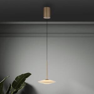 Paul Neuhaus Lampă suspendată LED Elipsa, 1 bec, alb/bronz, reglabil, Bronz / Alamă Veche, Camera de zi / sufragerie, Sticlă