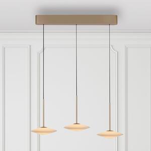 Paul Neuhaus lampă suspendată LED Elipsa, 3 becuri, alb/bronz, reglabil, Bronz / Alamă Veche, Camera de zi / sufragerie, Sticlă