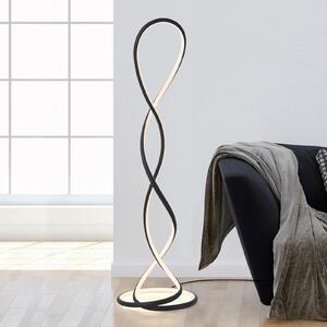 Paul Neuhaus lampadar LED Twist, negru, înălțime 143 cm, reglabil, Negru, Camera de zi / sufragerie, Aluminiu, Modern