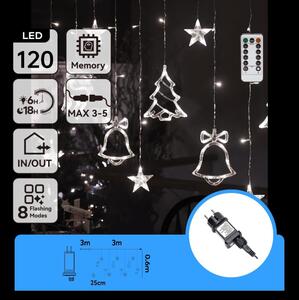 Aigostar - Guirlandă LED de exterior pentru Crăciun 120xLED/6W/230V/8 funcții 3x0,6m IP44 alb rece+telecomandă