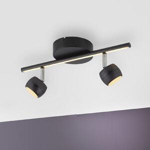 JUST LIGHT. GmbH Spot LED de tavan Jarik, 2 becuri, negru, 3.000 K, reglabil, Negru, Camera de zi / sufragerie, Metal, Modern