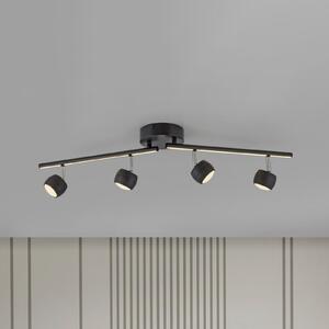 JUST LIGHT. GmbH Spot LED pentru tavan Jarik, 4 becuri, negru, 3.000 K, reglabil, Negru, Camera de zi / sufragerie, Metal, Modern