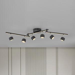 JUST LIGHT. GmbH Spot LED pentru tavan Jarik, 6 becuri, negru, 3.000 K, reglabil, Negru, Camera de zi / sufragerie, Metal, Modern
