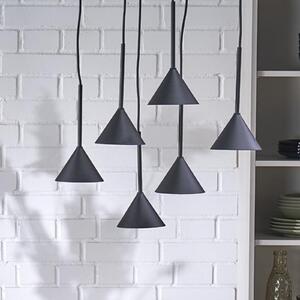 TK Lighting Lampă suspendată Cono Mini, 6 becuri, negru GU10, reglabil, Negru, Camera de zi / sufragerie, Metal, Modern