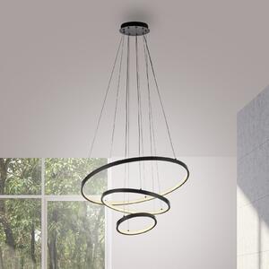 JUST LIGHT. GmbH Lampă suspendată LED Cerchi, negru, 3.000 K, Negru, Camera de zi / sufragerie, Metal, Modern