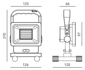 Proiector LED portabil TIGRA LED/20W/3,7V 4000K IP54 4400 mAh negru/galben