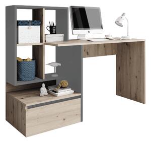 Masă PC, stejar artisan/grafit-antracit deschis, NEREO