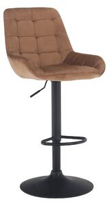 Scaun de bar, material textil Velvet maro, CHIRO NEW