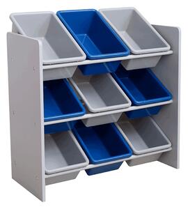 Organizator / raft pentru jucării, gri / albastru, MAHEK