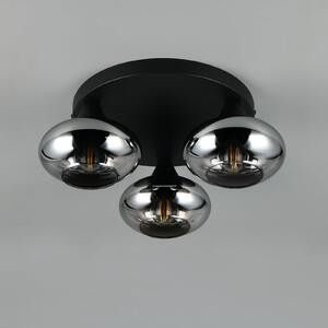 Reality Leuchten Plafonieră Divina, culoare fumurie, Ø 39 cm, 3 becuri, sticlă, reglabil, Gri, Camera de zi / sufragerie, Sticlă, Modern