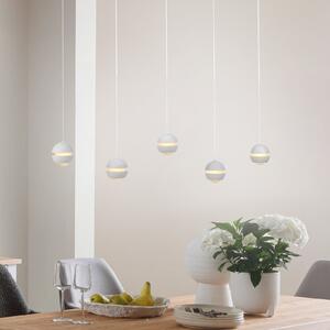 Schöner Wohnen SCHÖNER WOHNEN Lampă suspendată LED Lini albă, 5 becuri, lungă, 3.000 K, reglabil, Alb, Camera de zi / sufragerie, Plastic, Modern