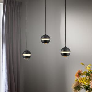 Schöner Wohnen SCHÖNER WOHNEN Lampă suspendată LED Lini negru 3 becuri lungime 3.000K, reglabil, Negru, Camera de zi / sufragerie, Plastic, Modern