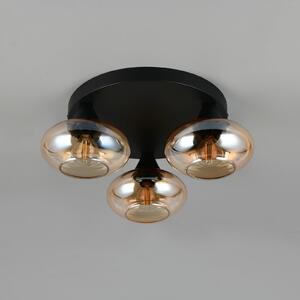 Reality Leuchten Plafonieră Divina, culoare chihlimbar, Ø 39 cm, 3 becuri, sticlă, reglabil, Bej, Camera de zi / sufragerie, Sticlă, Modern